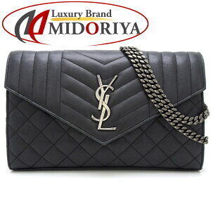 Saint Laurent Paris YSL Chain Wallet Bag Black Leather